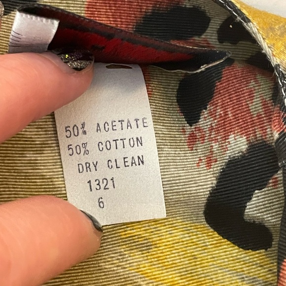 Selah animal print suit blazer skirt set sz 6 cotton double breasted long sleeve - Picture 11 of 16